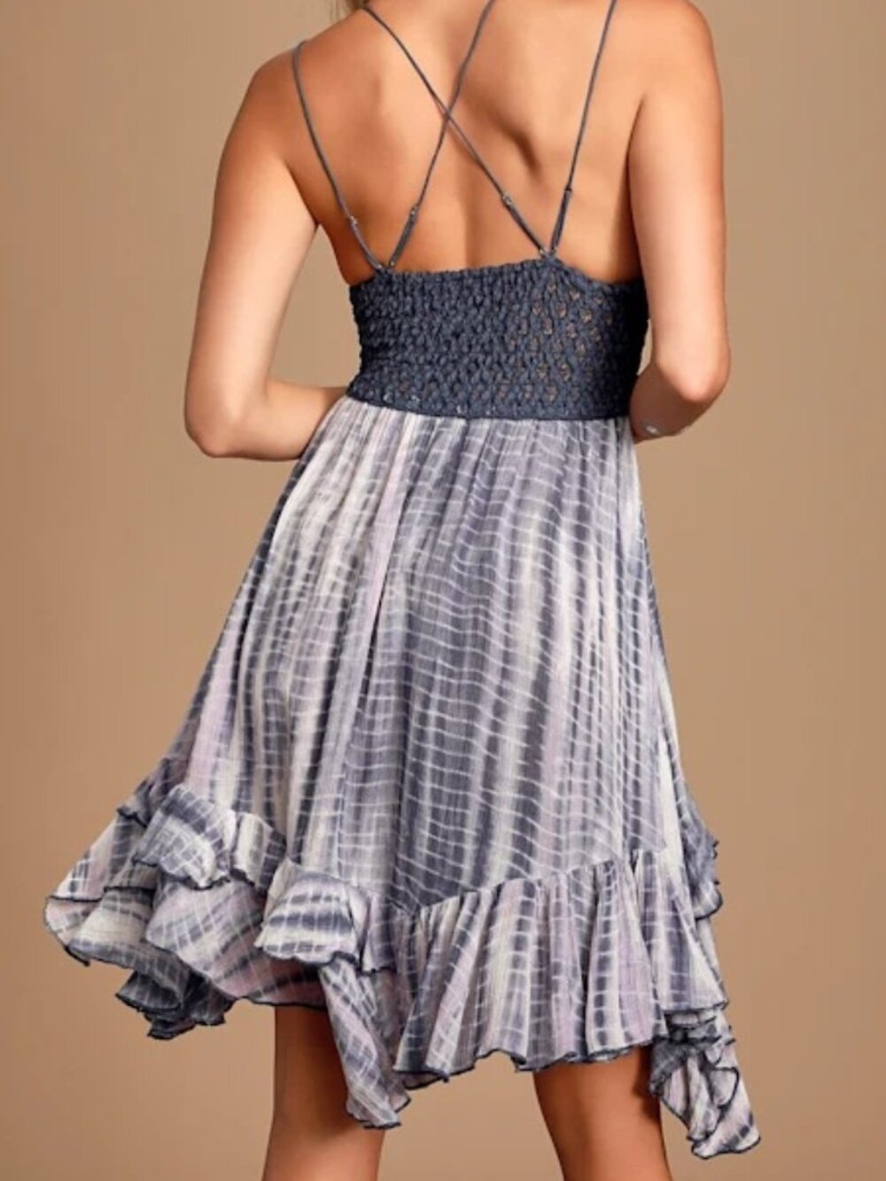 FP ONE Free People Blue Adella mini dress Size Large Boho